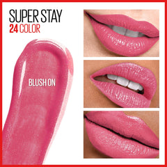 Maybelline Super Stay 24: color rosa suave con aplicación precisa.