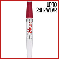 MAYBELLINE Super Stay 24 tono cereza con acabado vibrante y duradero.