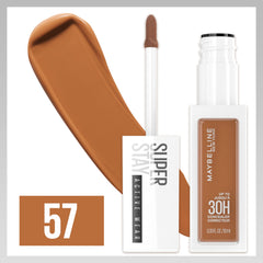Maybelline Super Stay Corrector Líquido, textura natural mate para un acabado fresco.
