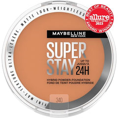 Maybelline Super Stay Hybrid Powder Foundation, acabado mate de larga duración.