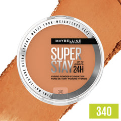 Maybelline Super Stay Hybrid Powder Foundation, tono 340 para tono medio.