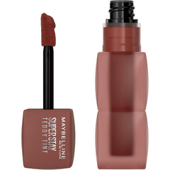 MAYBELLINE Super Stay Teddy Tint: envase y aplicador para color duradero y cómodo.