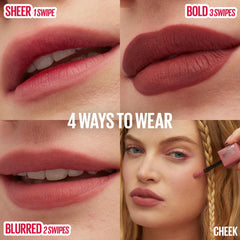 Tinte sin transferencia que mantiene el color durante todo el día.