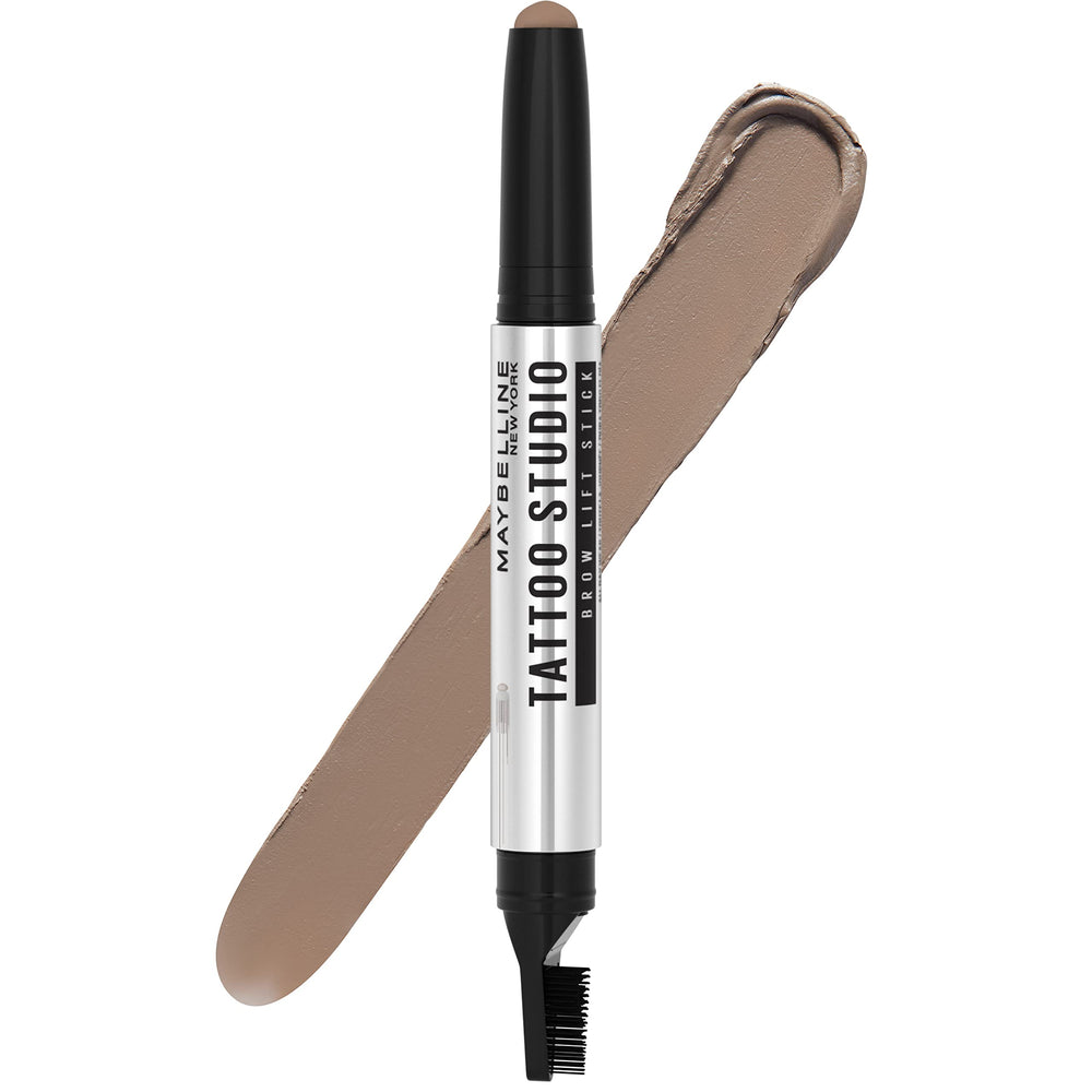 Maybelline TattooStudio Brow Lift Stick en tono rubio para cejas, acabado natural.
