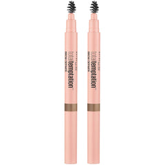 Punta en forma de lágrima y cepillo peine Maybelline Total Temptation para un acabado natural.
