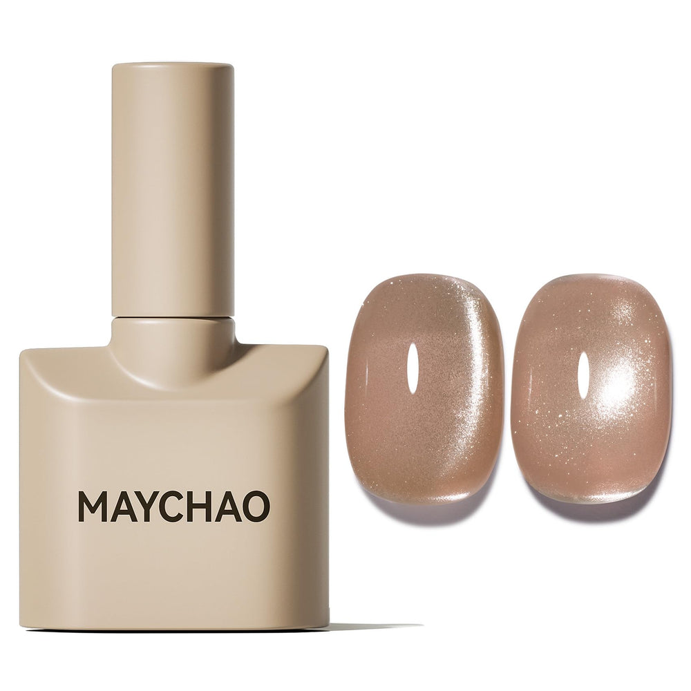 Maychao Cat Eye Nude: esmalte gel nude con efecto cambiante para uñas elegantes.
