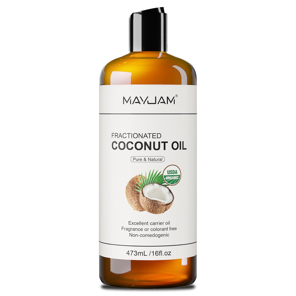 MAYJAM Aceite Coco Fraccionado 473 ml, botella visible, uso diario en piel y cabello.
