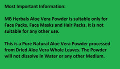 MB Herbals Aloe Vera Powder utilizado en mascarillas faciales para cuidado suave