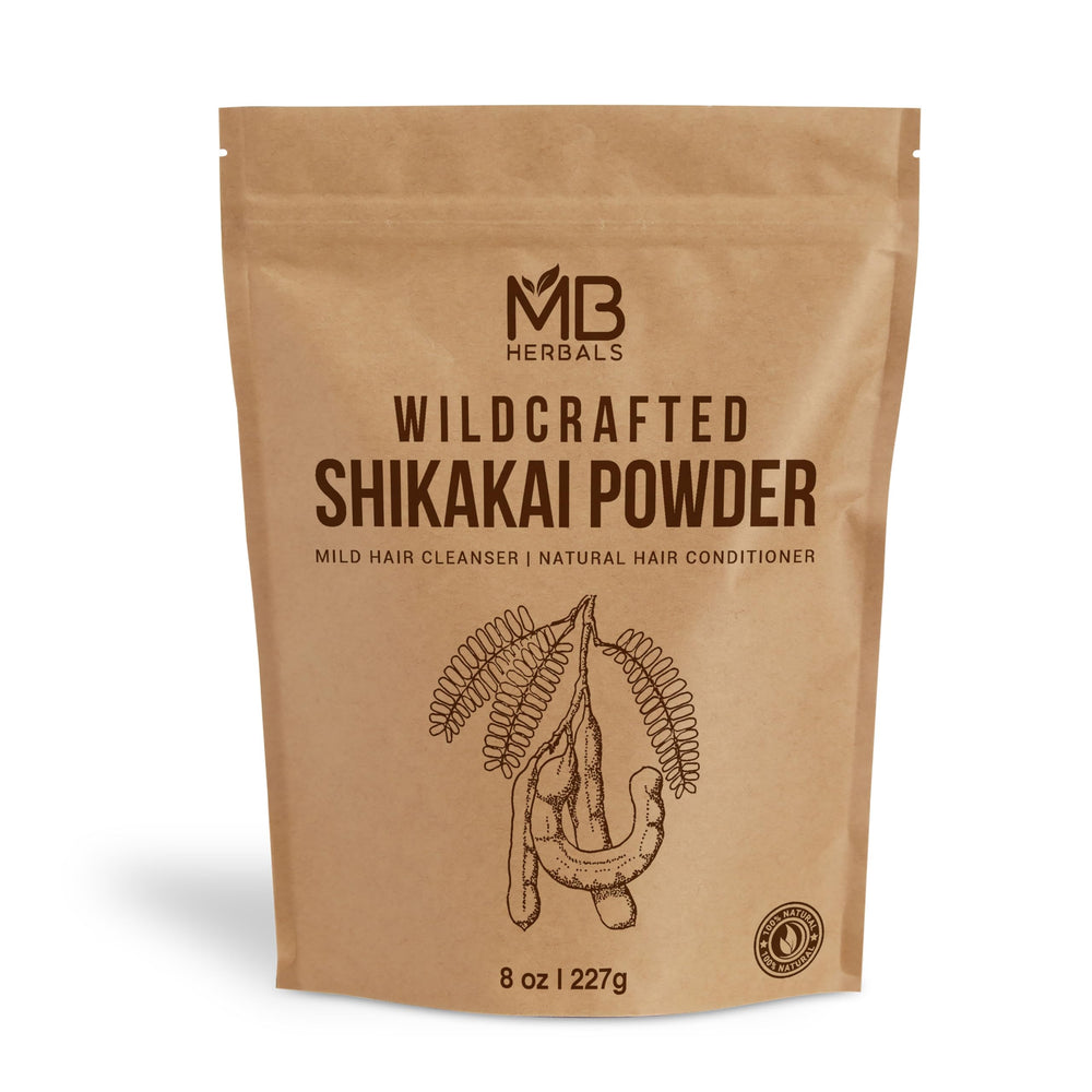 MB Herbals Shikakai Powder en envase de 227 g para cabello suave y nutrido.
