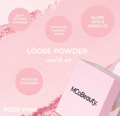 Polvo Rose Pink de MCoBeauty, acabado mate que dura todo el día