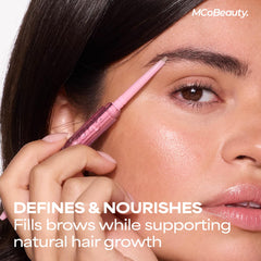 MCoBeauty XtendBrows retractable pencil eliminates sharpening mess.