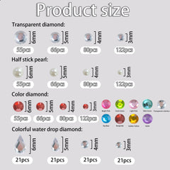 Diamantes faciales de MDDRUIQI en varios tamaños, para matizar y resaltar.