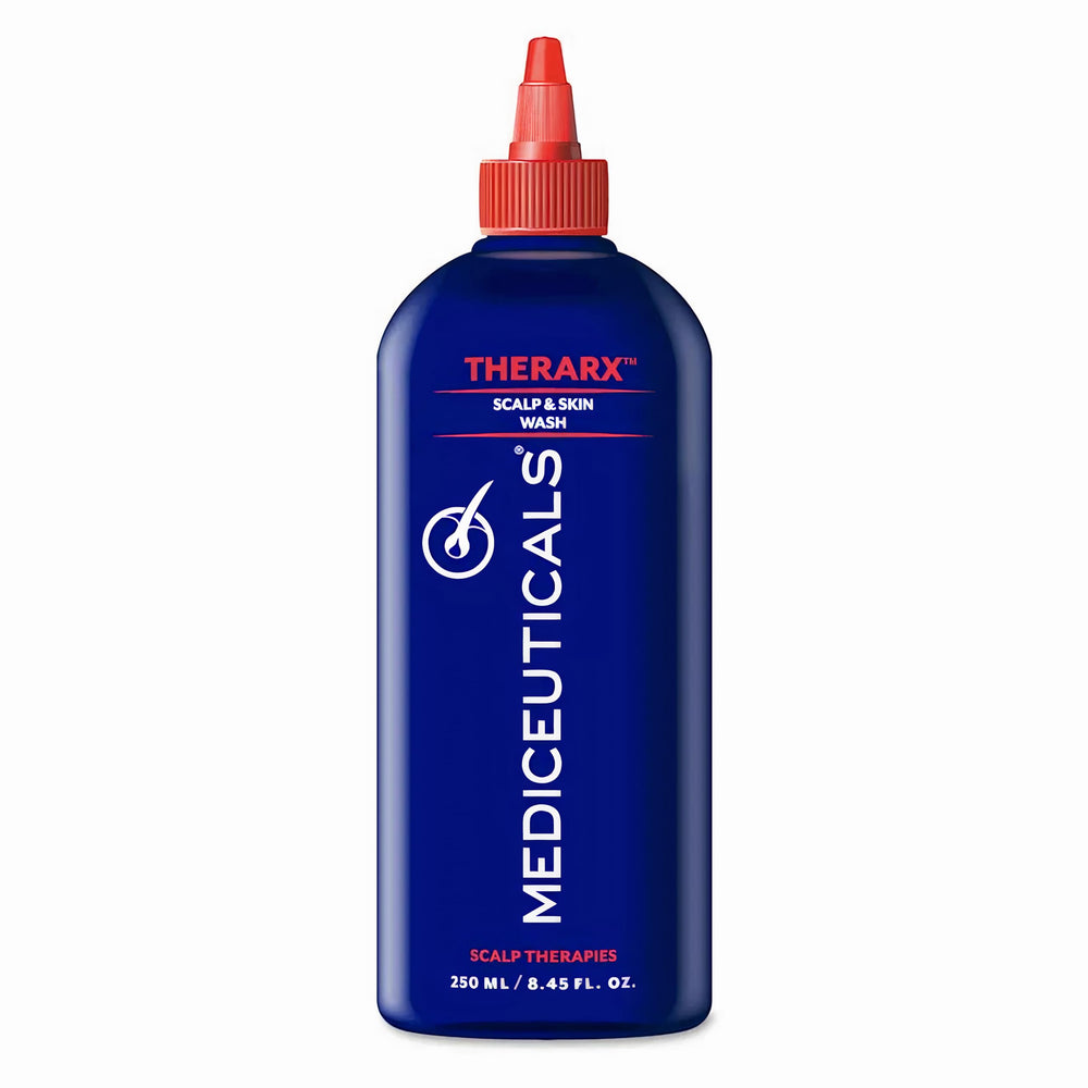 Mediceuticals TheraRx botella de lavado antibacterial para cabello y piel, higiene diaria.