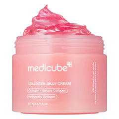Medicube crema gelatina con colágeno, envase, hidratación duradera para la piel.