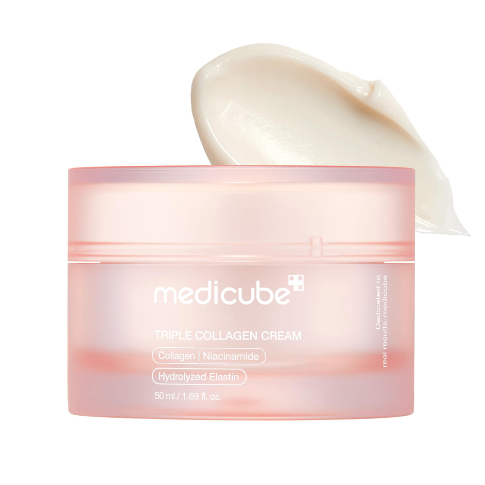 Medicube Triple Collagène crème hydratante, hydratation durable et douceur cutanée.