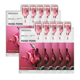 Mediheal mascarilla rosa PDRN 10 unidades: hidratación suave y brillo natural.