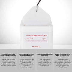 Mediheal Phyto Enzyme Peeling Pad close-up showing LHA crystals for renewal.