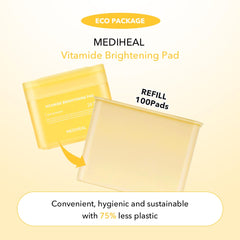 Mediheal Vitamide Brightening Pad Textura suave para exfoliación delicada.
