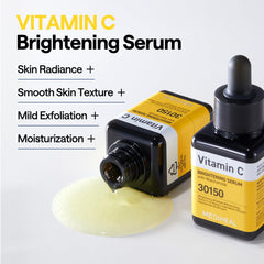 Mediheal Vitamina C Serum, etiqueta visible, certificación vegana y pruebas dermatológicas en Alemania.