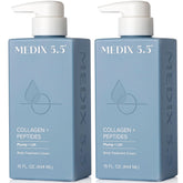 Medix 5.5 Crème collagène pour visage et corps, bouteille, hydratation et élasticité.
