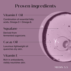 Textura aceite de Vitamina F para piel suave y nutrida