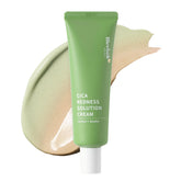 Meebak Cica crema para enrojecimiento en envase verde, calma rojeces leves.