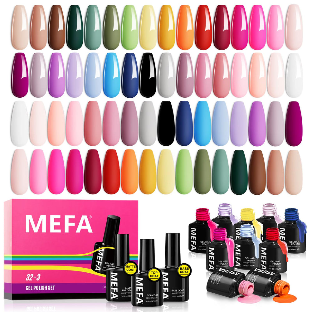 MEFA esmalte gel 35 piezas kit: variedad de tonos para looks diarios