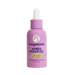Megababe Après Shave Oil, botella de 2 oz, alivio suave tras afeitado.