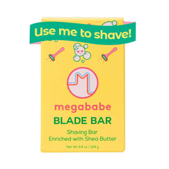 Megababe Blade Bar barra de afeitado con manteca de karité para hidratación suave.