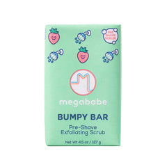 Megababe Bumpy Bar, barra exfoliante, textura suave lista para el afeitado.