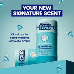 Close-up of Megababe Santal Deo stick ready to glide smoothly