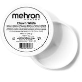 Mehron Clown White, crema facial profesional para cobertura uniforme en escenarios.