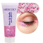 MEICOLY brillo rosa para rostro y cuerpo, ideal para looks de fiesta en conciertos