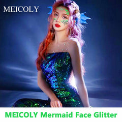 MEICOLY glitter labios verde: acabado brillante para resaltar sonrisas.