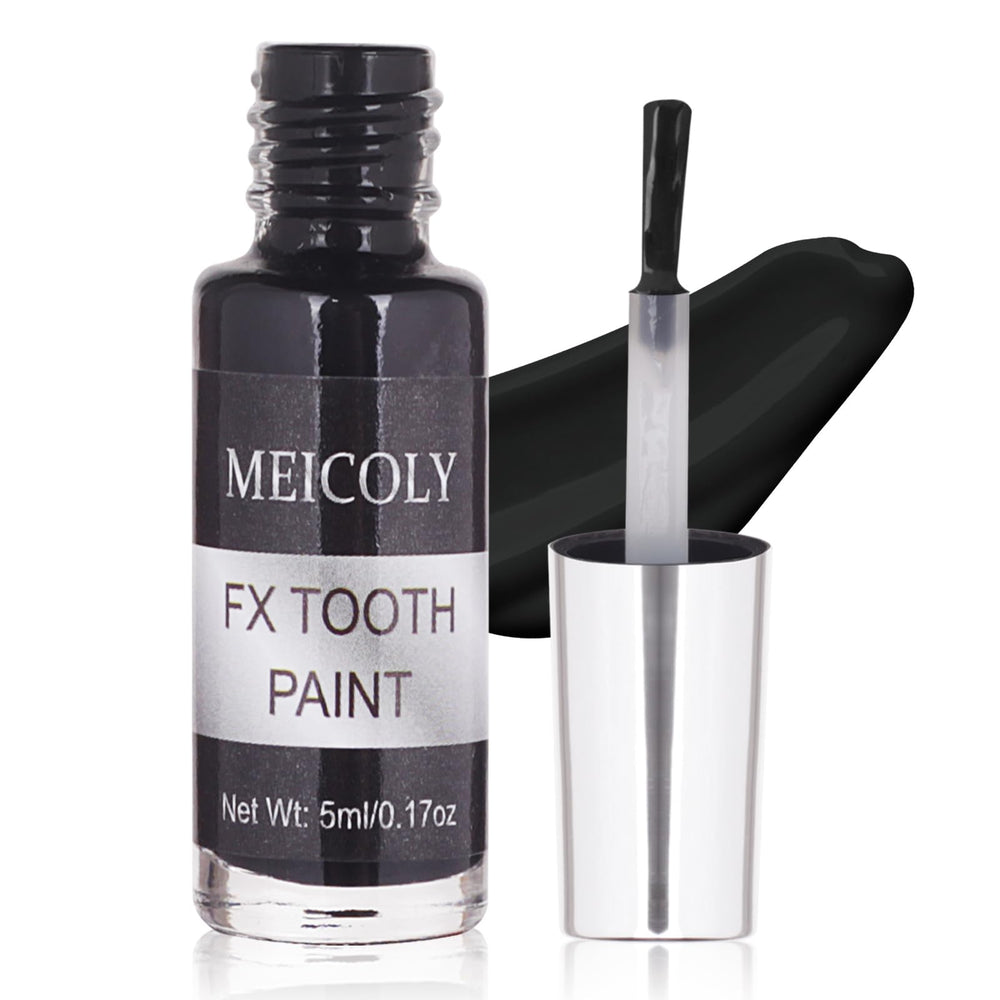 MEICOLY pintura dental negra en proceso de aplicacion para cosplay
