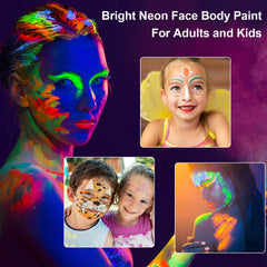 MEICOLY Pintura corporal resplandeciente bajo luz ultravioleta.