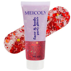 Meicoly gel de brillo 50 ml, brillo holográfico para cuerpo y rostro.