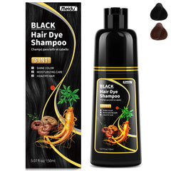 Meidu Champú Tinte Cabello: botella y empaque, color natural para cubrir canas.