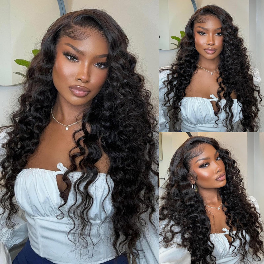 Meimei 28 pulgadas, ondas sueltas con frente de encaje HD para acabado natural.