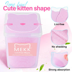 Toallitas con forma de gato MEKK para uso suave en uñas