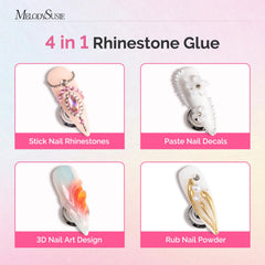 MelodySusie aplicación de diamantes en uñas, diseño 3D sin desbordes.