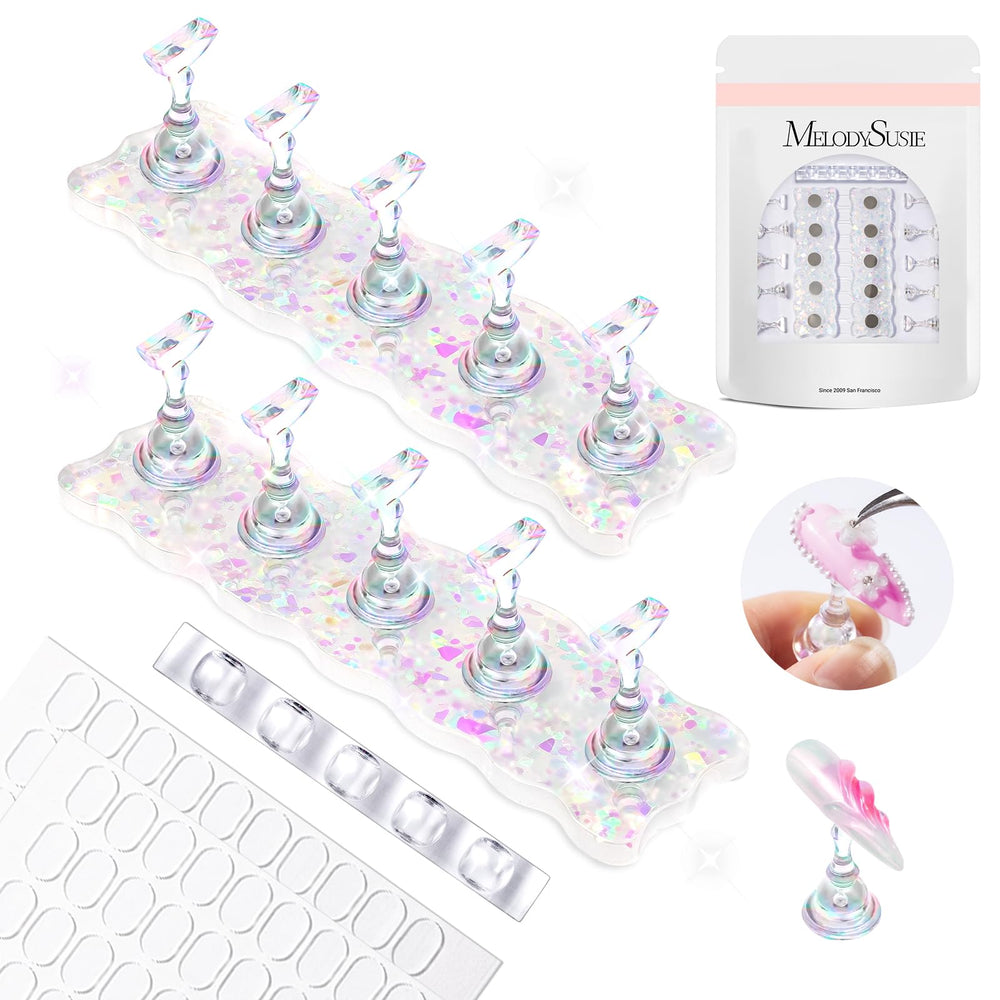 MelodySusie base imantada blanca brillante para exhibir uñas con estabilidad