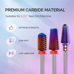 Bits MelodySusie de carburo tungsteno 5 en 1 para varias tareas de uñas.