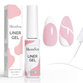 Delineador gel blanco MelodySusie con cepillo integrado para líneas precisas en uñas.