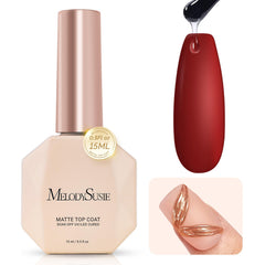 MelodySusie capa mate gel 15 ml, acabado suave y profesional para detalles.