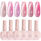 MelodySusie gel ojo-gato rosa, botella en primer plano, efecto deslumbrante para uñas.