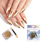 melodysusie polvo cromado champagne oro para uñas, crea efecto espejo duradero