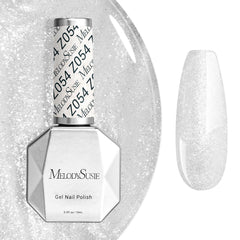 MelodySusie esmalte gel blanco con destellos, brillo duradero para uñas.