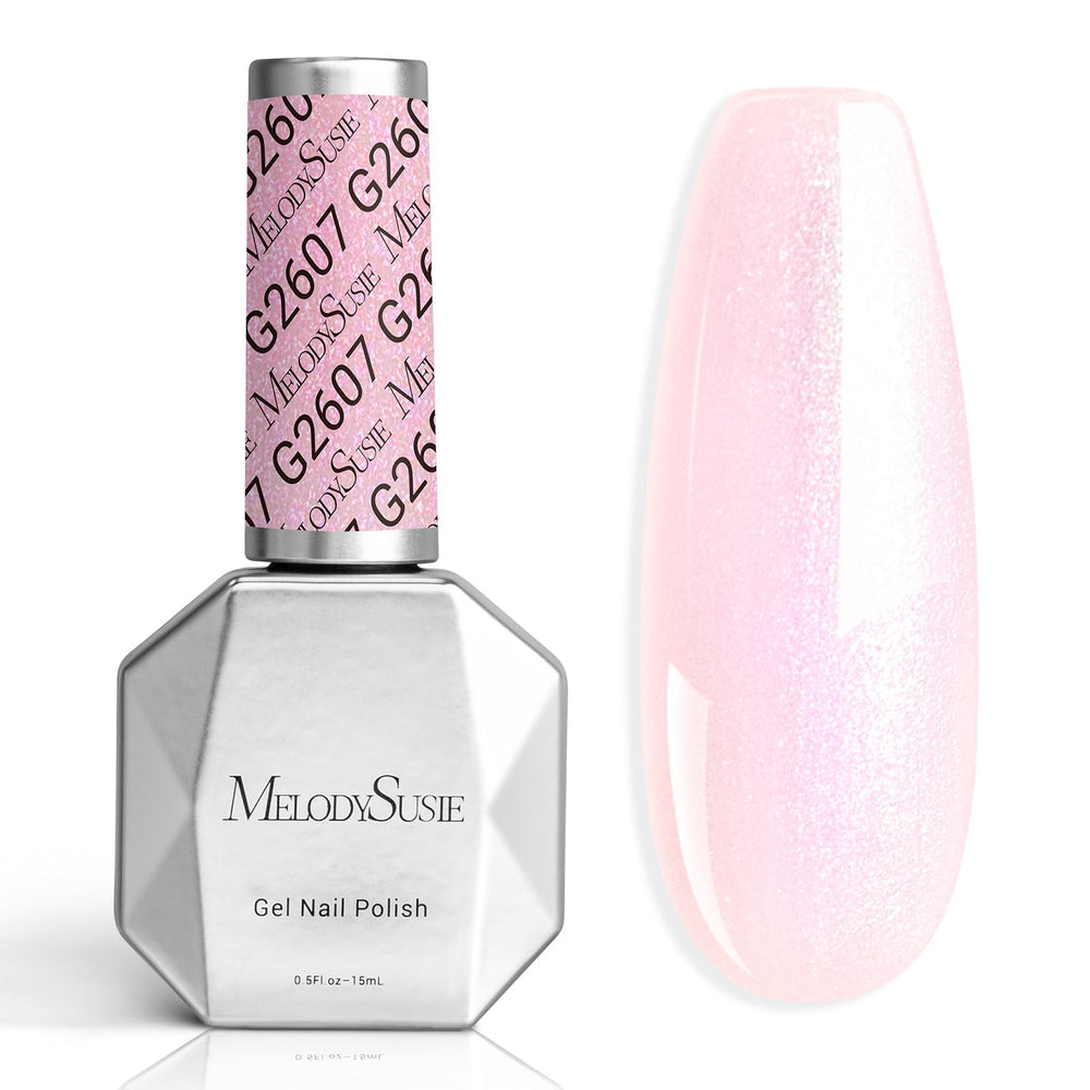 MelodySusie Esmalte gel rosa perla con brillo para uñas duraderas
