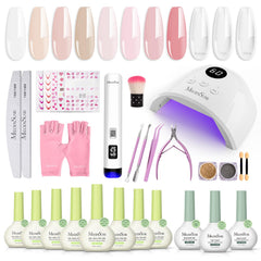 MelodySusie kit gel uñas con lámpara P-Plus30F para curado rápido y uniforme.